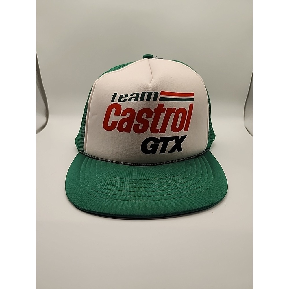 Vintage Team Castrol GTX Racing Trucker Snapback Hat Cap Drag Racing